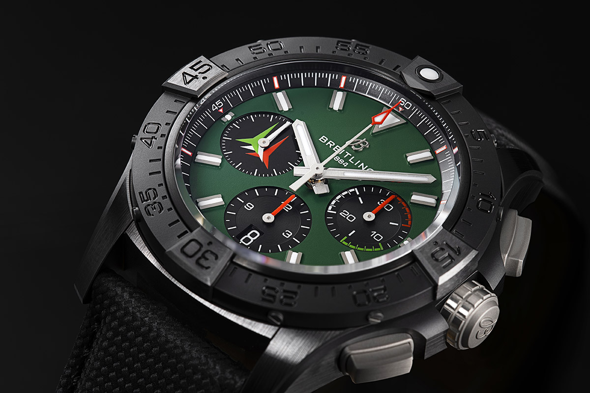 Il quadrante del Breitling Avenger B01 Frecce Tricolori